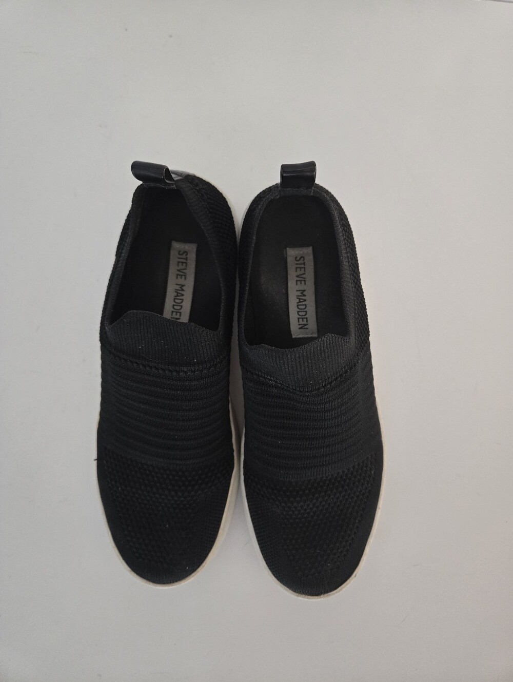 Steve Madden Black Knit Slip-On Sneakers for Women